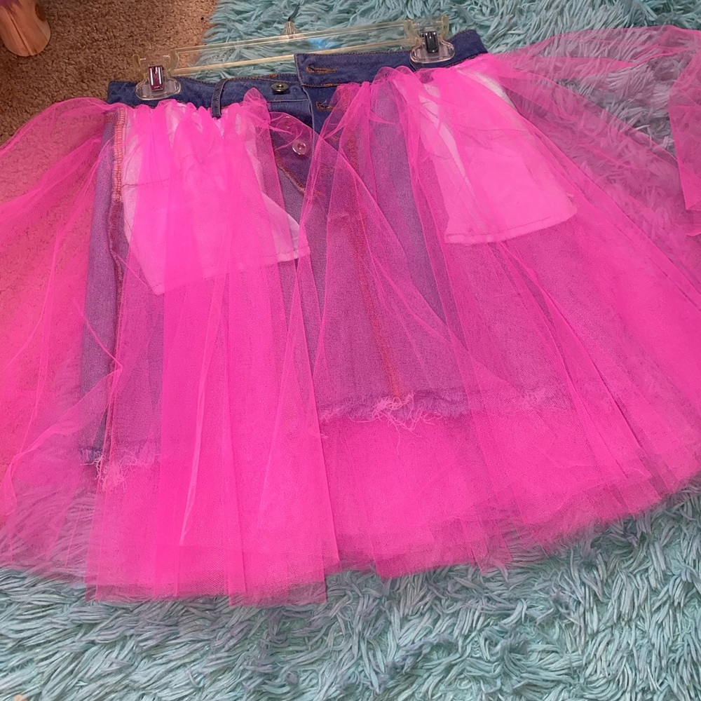Pink Tutu jean skirt